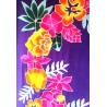 Paréo violet fleurs tropicales multicolores