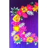 Paréo violet fleurs tropicales multicolores