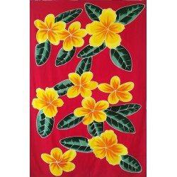 Paréo rouge fleurs tropicales jaune
