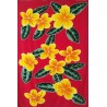 Paréo rouge fleurs tropicales jaune