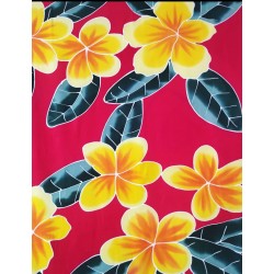 Paréo rouge fleurs tropicales jaune