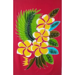 Paréo orange fleurs de frangipanier jaune
