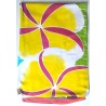 Paréo rouge fleurs de frangipanier jaune