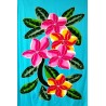 Paréo bleu turquoise fleurs de frangipanier