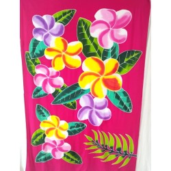 Paréo rose fleurs de frangipanier