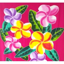 Paréo rose fleurs de frangipanier