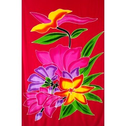 Paréo rouge fleurs tropicales