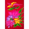 Paréo rouge fleurs tropicales