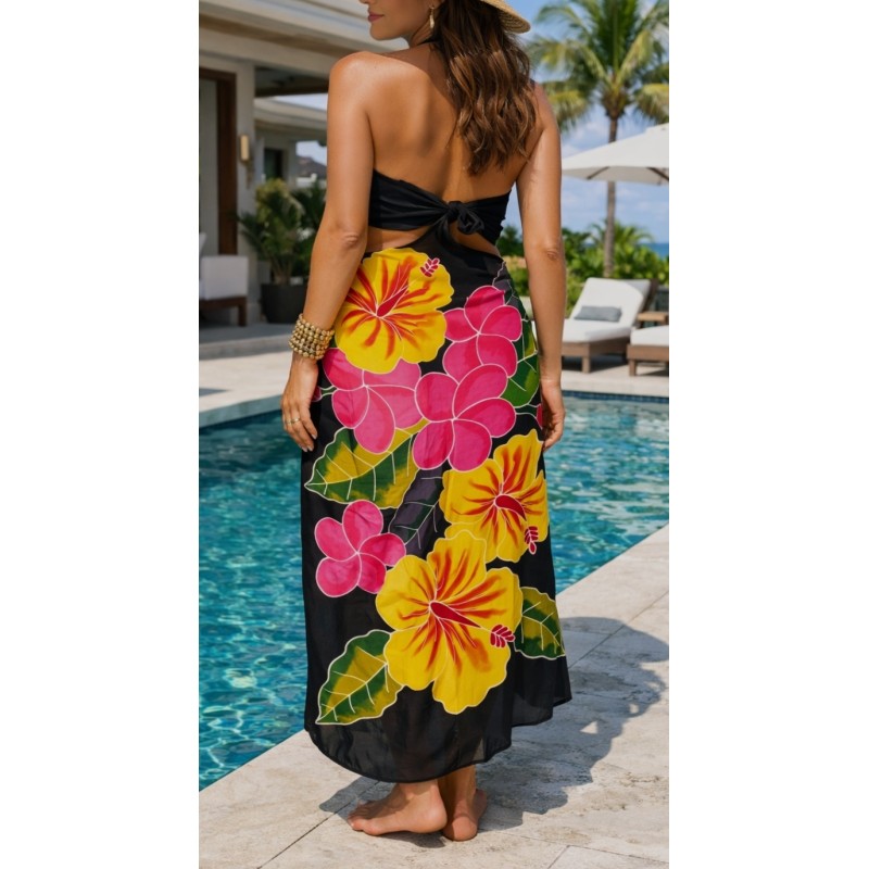 Paréo noir hibiscus 6