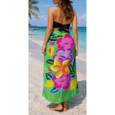 Paréo vert hibiscus