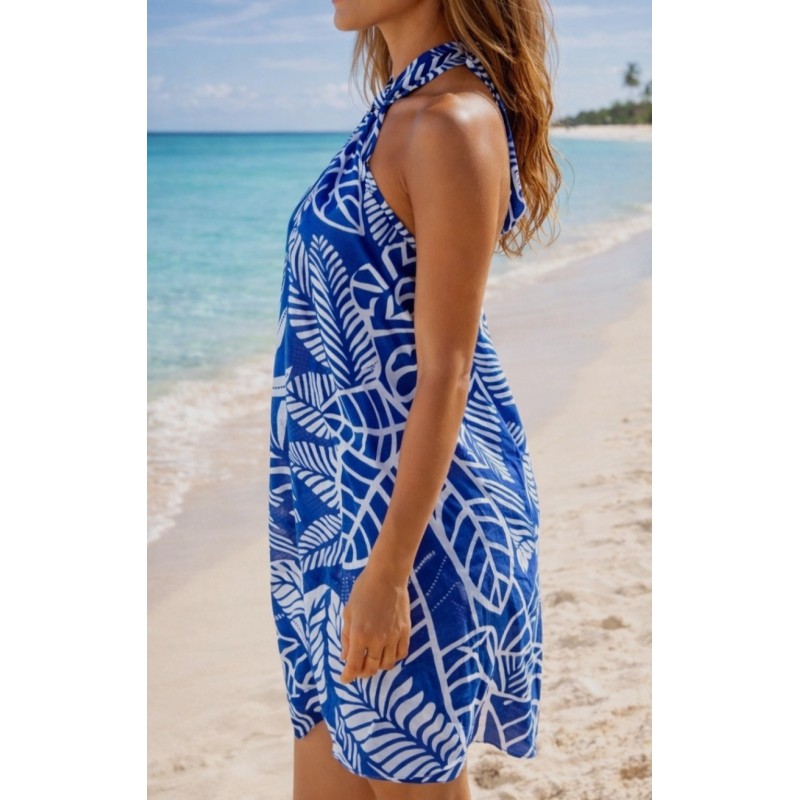 Paréo bleu et blanc