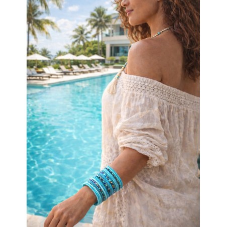 Bracelet femme manchette bleu