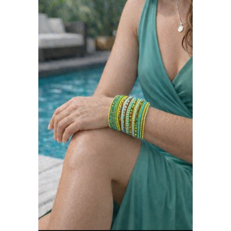 Bracelet femme manchette vert anis