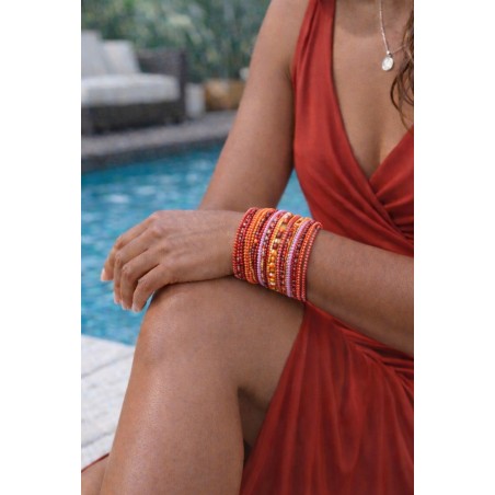 Bracelet femme manchette rose orange rouge
