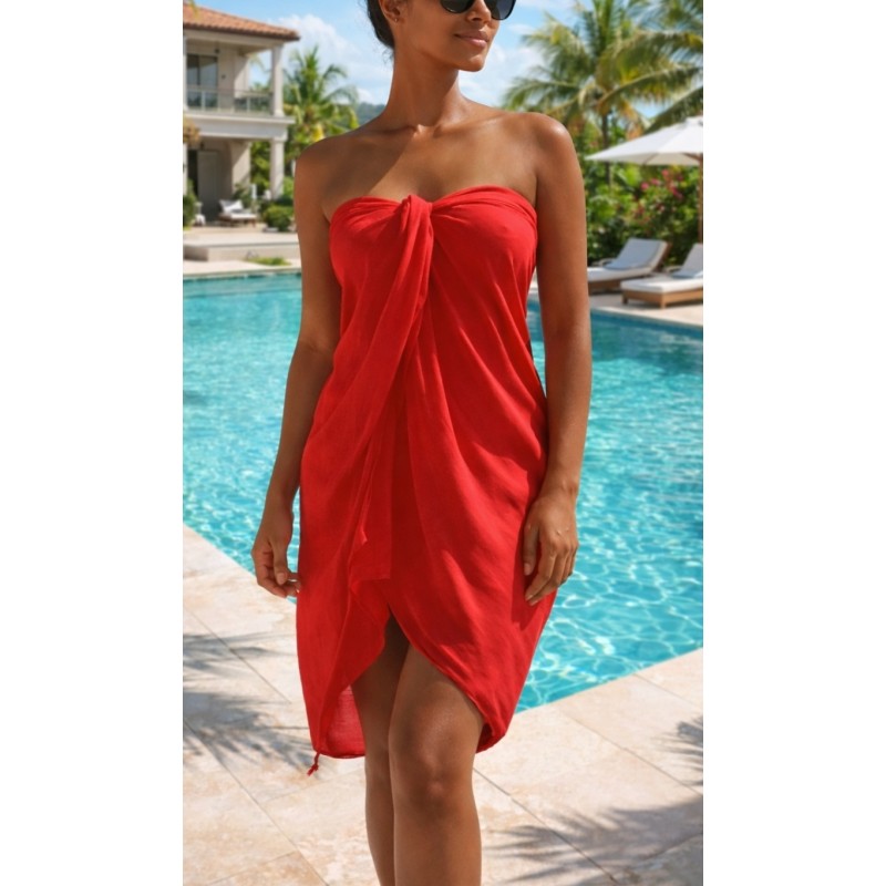 Paréo uni rouge