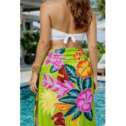 Paréo vert fleurs tropicales