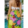 Paréo vert fleurs tropicales femme