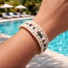 Bracelet femme fin en perles blanches crème