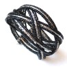 Bracelet femme torsadé noir argenté