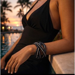 Bracelet femme torsadé noir...