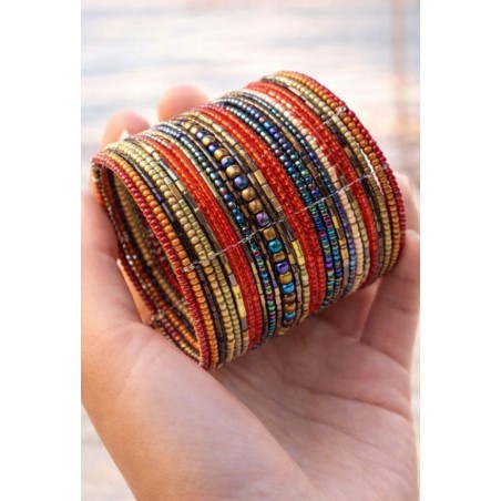 Bracelet femme Manchette rouge doré bleu foncé