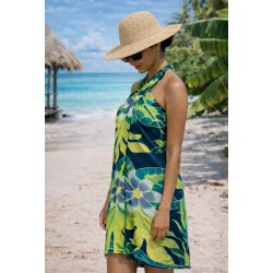 Paréo noir fleurs de tiaré