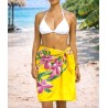 Paréo jaune fleurs tropicales