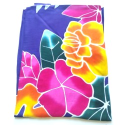 Paréo violet fleurs tropicales multicolores 1