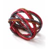 Bracelet femme torsadé rouge gris foncé