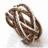 Bracelet femme torsadé blanc argenté marron