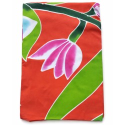 Paréo orange fleurs tropicales rose bleu