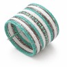 Bracelet femme manchette perles vert blanc argent