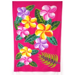 Paréo rose fleurs de frangipanier