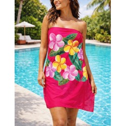 Paréo rose fleurs de frangipanier