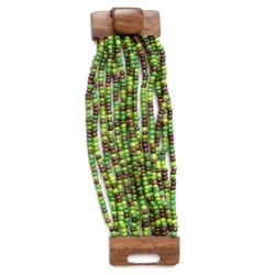 Bracelet avec fermoir bois XL vert olive marron