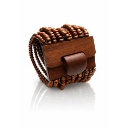 Bracelet avec fermoir bois XL cuivre marron