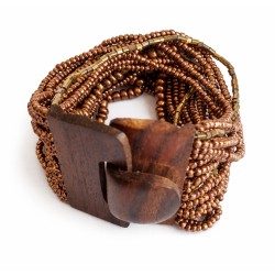 Bracelet avec fermoir bois XL marron cuivre