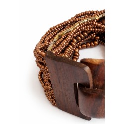 Bracelet avec fermoir bois XL marron cuivre