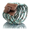 Bracelet avec fermoir bois XL bleu turquoise et argenté