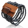 Bracelet avec fermoir bois XL argenté