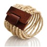 Bracelet avec fermoir bois XL beige crème