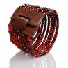 Bracelet avec fermoir bois XL rouge et argenté