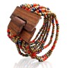 Bracelet avec fermoir bois XL doré rouge et bleu
