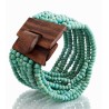 Bracelet avec fermoir bois XL bleu turquoise