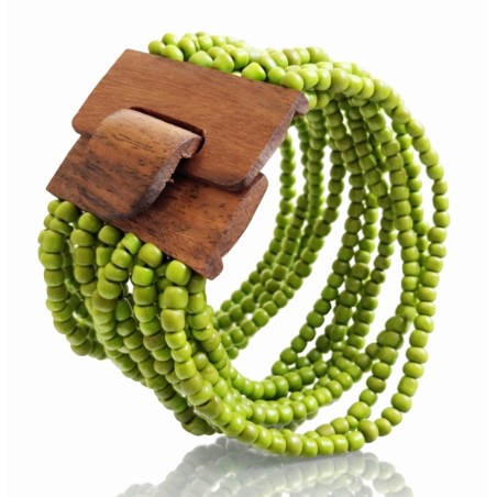 Bracelet avec fermoir bois XL vert