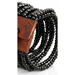 Bracelet avec fermoir bois XL noir