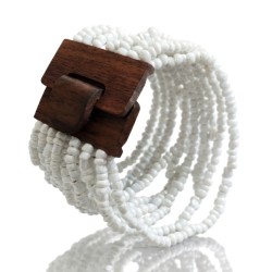 Bracelet avec fermoir bois XL blanc