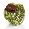 Bracelet avec fermoir bois XL vert anis blanc doré