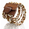 Bracelet avec fermoir bois XL blanc doré