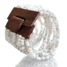 Bracelet avec fermoir bois XL blanc transparent